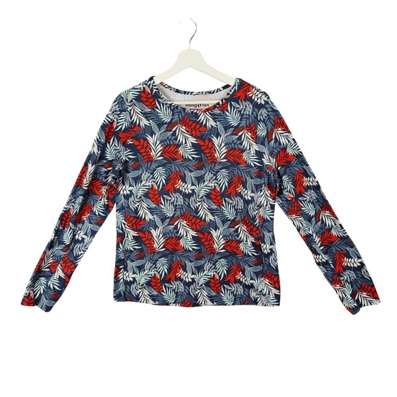 Hang Ten Womens Large Marture Modest Long Sleeve Top Floral Blue Red UPF 50+ - Picture 1 of 10